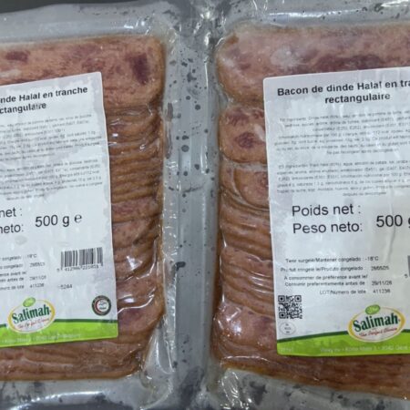 Salimah Rectangular Sliced Turkey Bacon IQF Halal